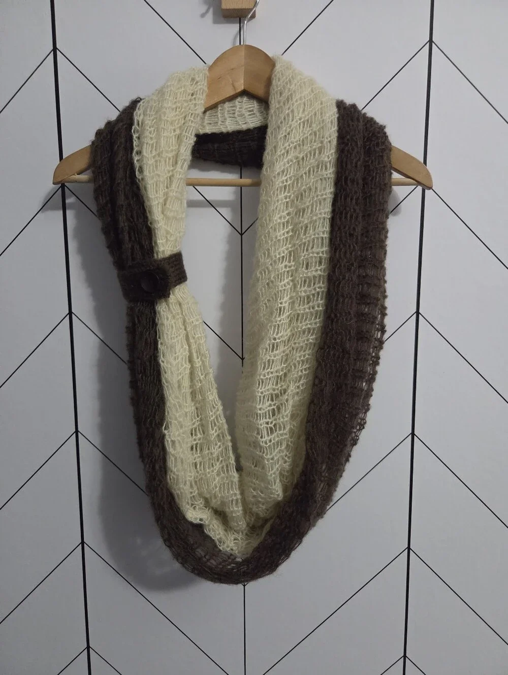 NWOT Super Soft Dual-Layer Two-Tone Infinity Scarf Cuffed with Button